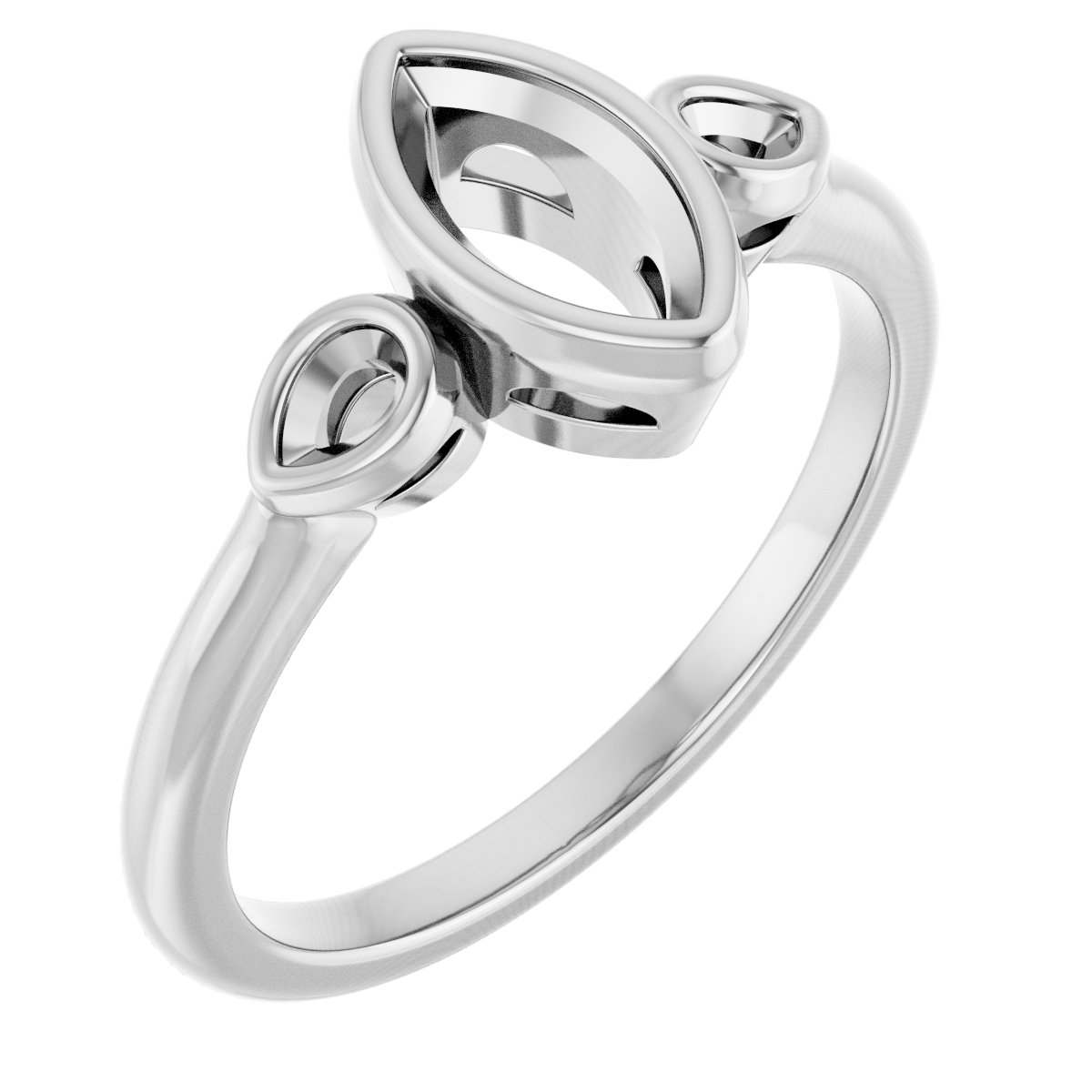 Bezel-Set Three-Stone Engagement Ring