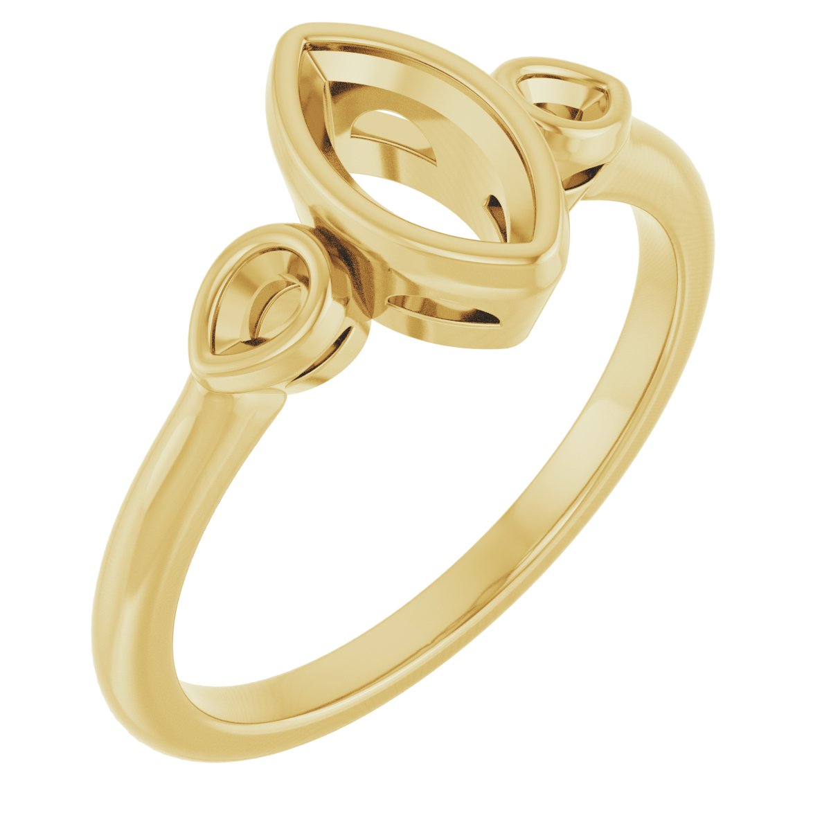 Bezel-Set Three-Stone Engagement Ring