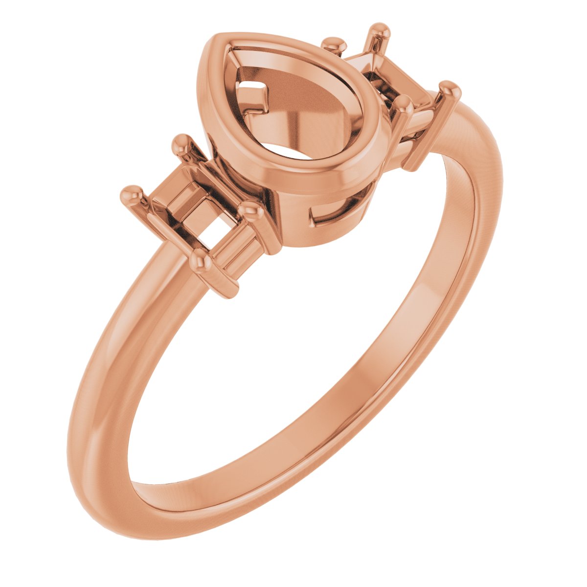 Bezel-Set Three-Stone Engagement Ring