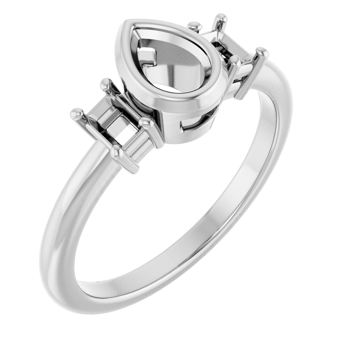 Bezel-Set Three-Stone Engagement Ring