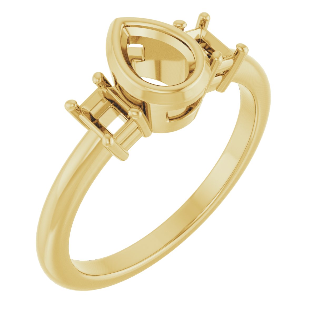 Bezel-Set Three-Stone Engagement Ring