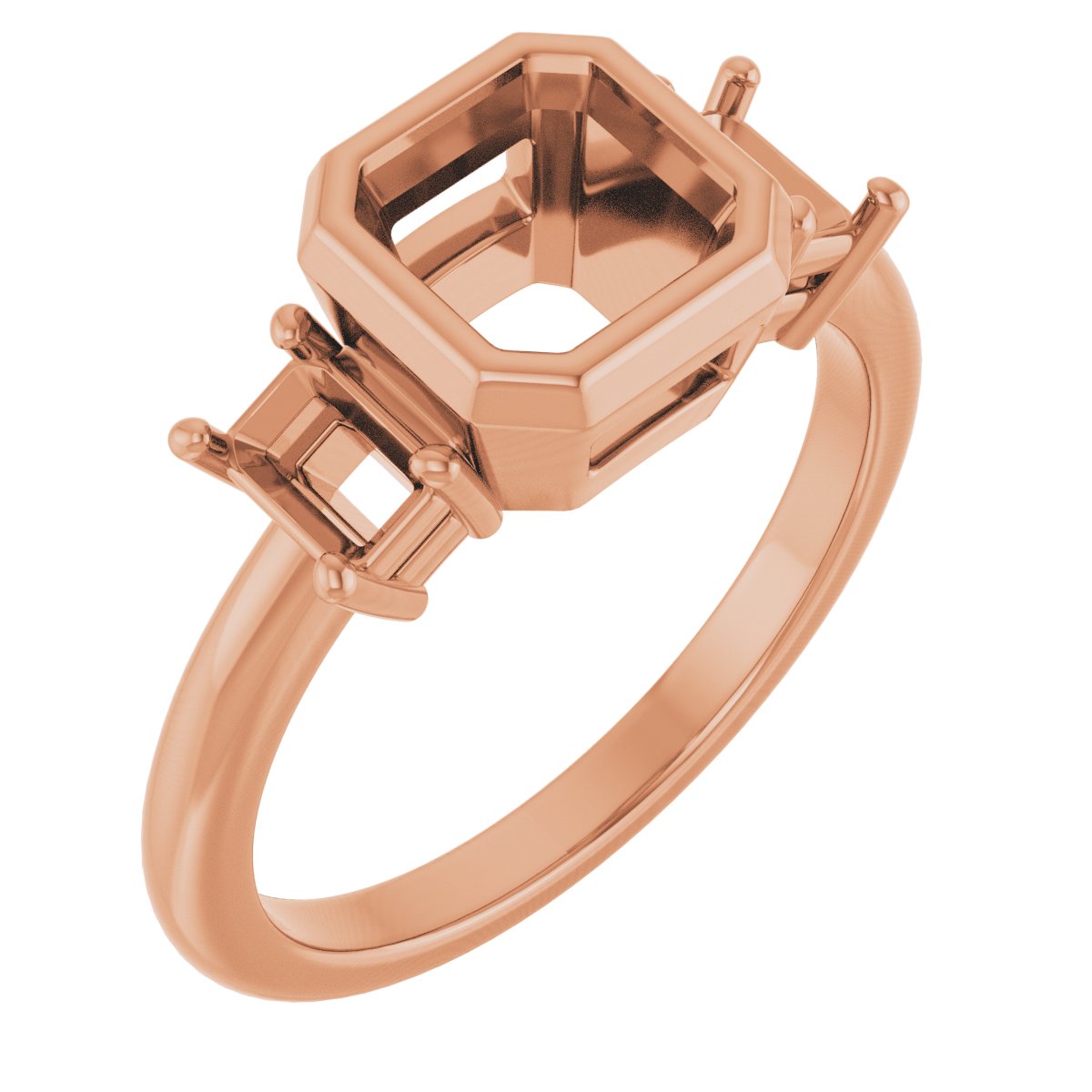 Bezel-Set Three-Stone Engagement Ring