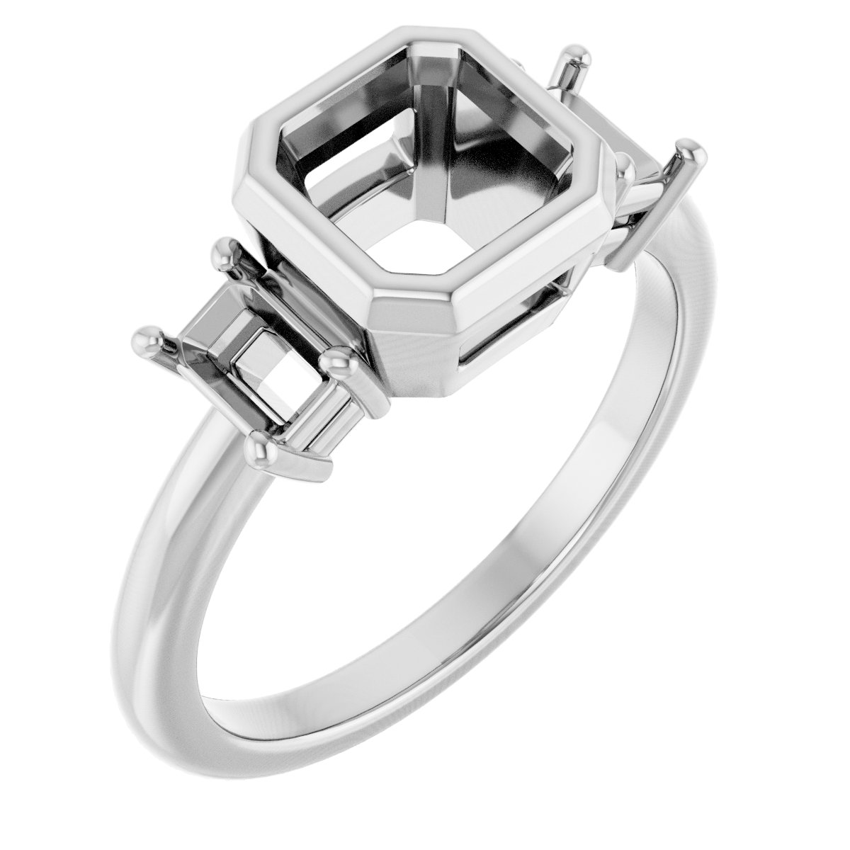 Bezel-Set Three-Stone Engagement Ring