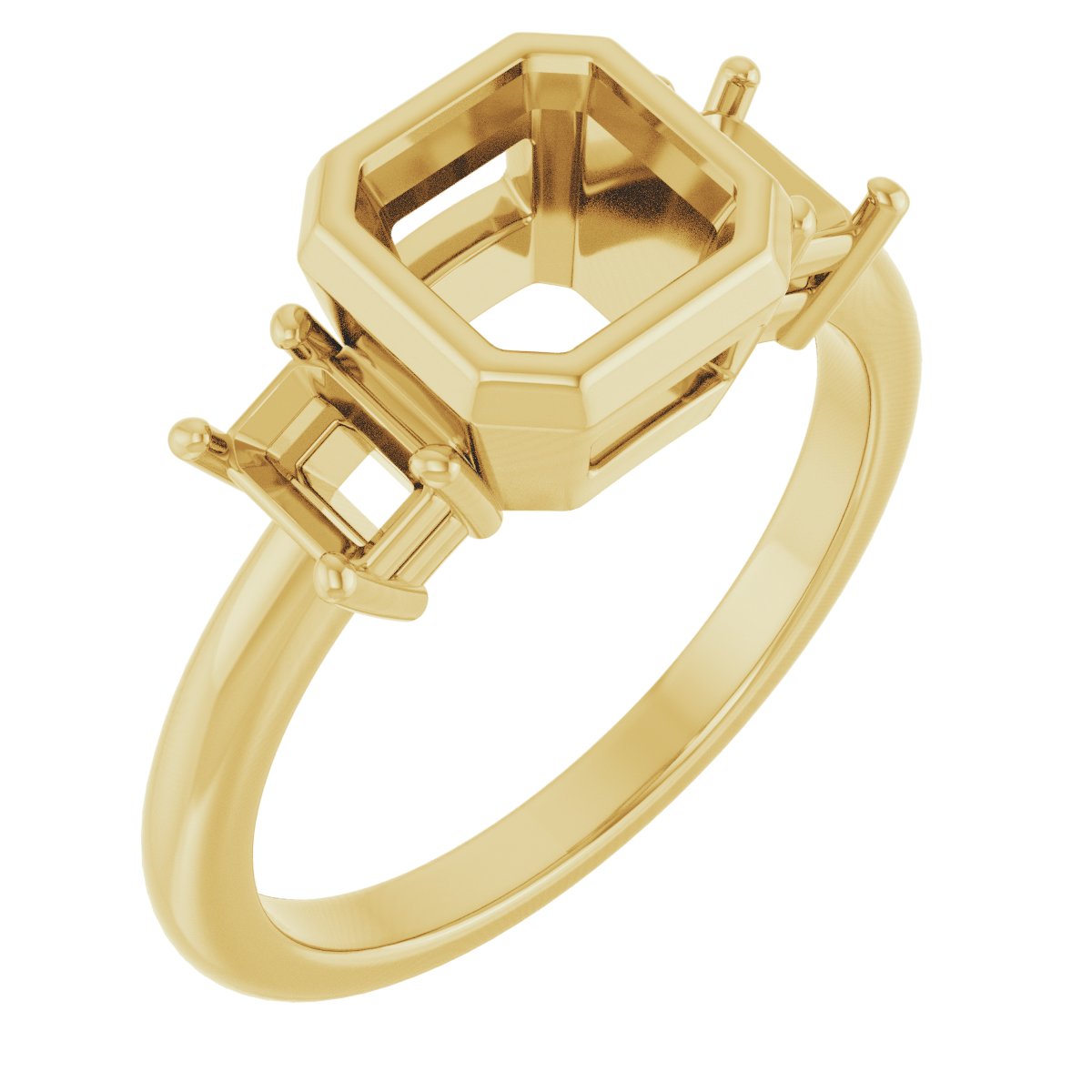 Bezel-Set Three-Stone Engagement Ring