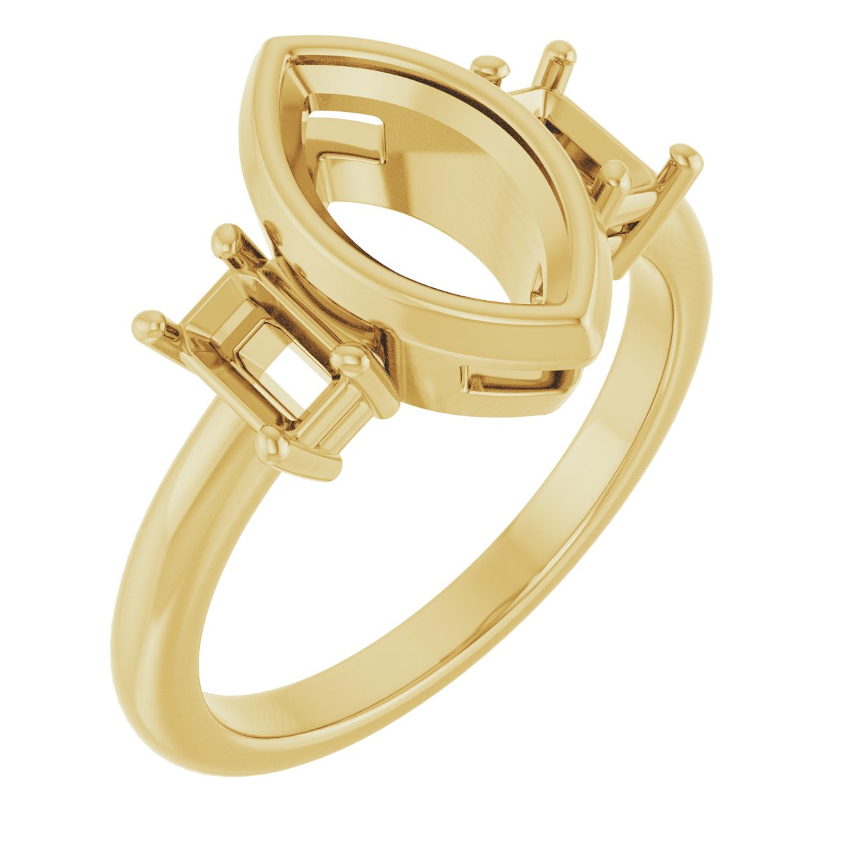 Bezel-Set Three-Stone Engagement Ring