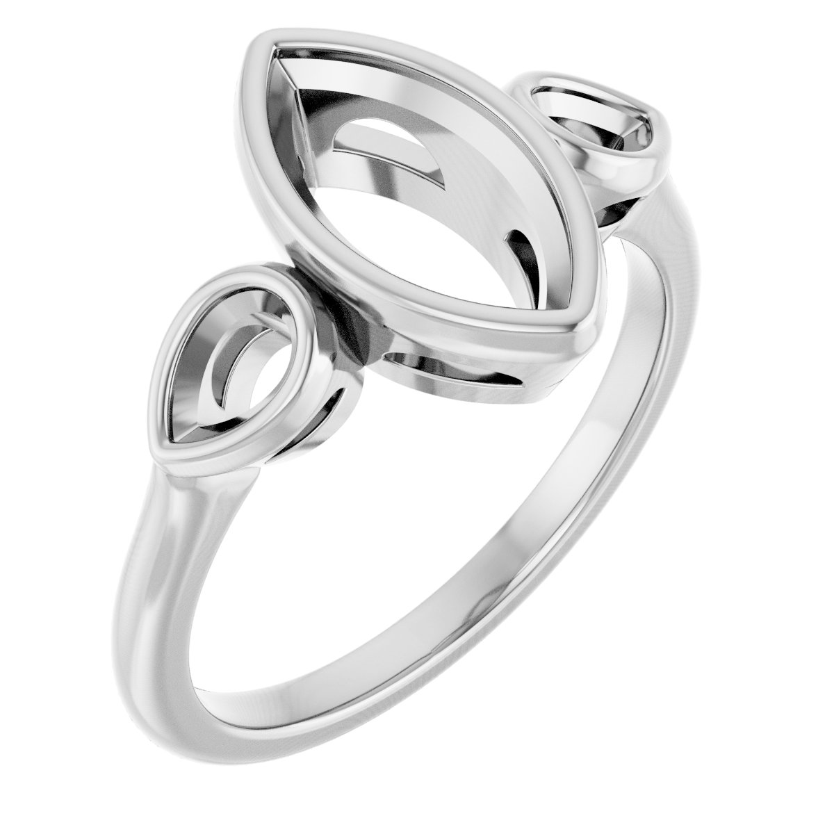 Bezel-Set Three-Stone Engagement Ring