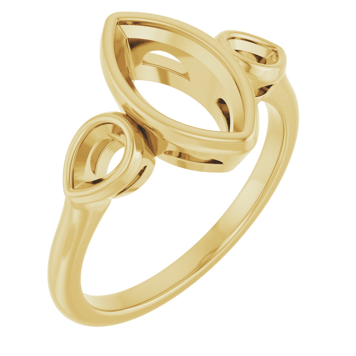 Bezel-Set Three-Stone Engagement Ring