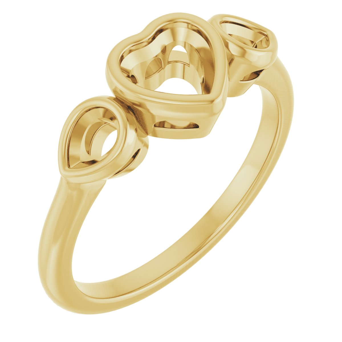Bezel-Set Three-Stone Engagement Ring