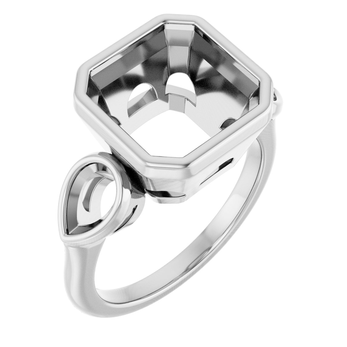 Bezel-Set Three-Stone Engagement Ring