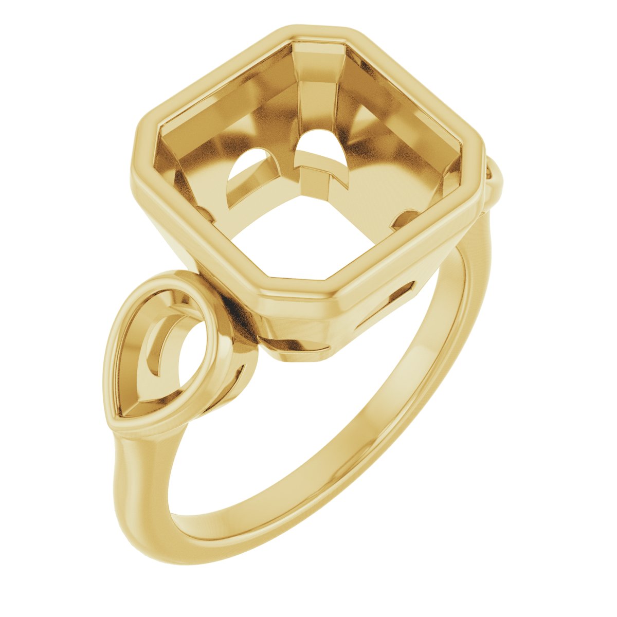 Bezel-Set Three-Stone Engagement Ring