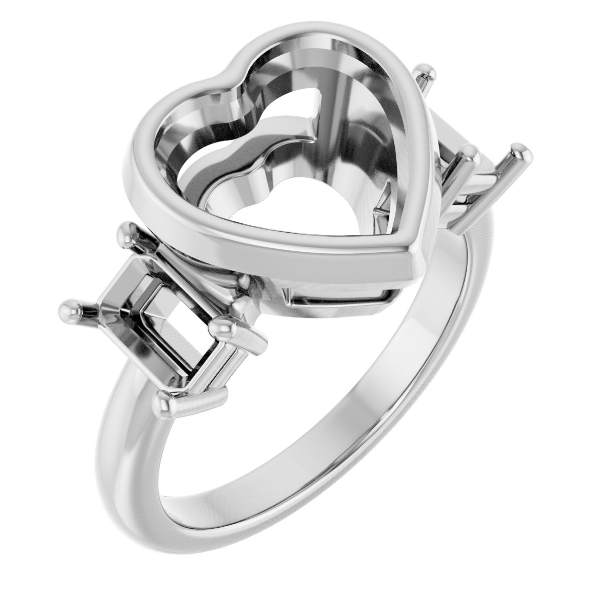 Bezel-Set Three-Stone Engagement Ring