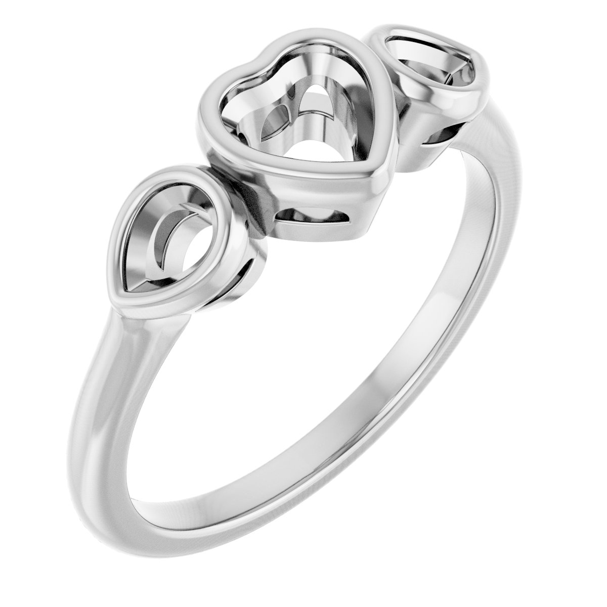 Bezel-Set Three-Stone Engagement Ring