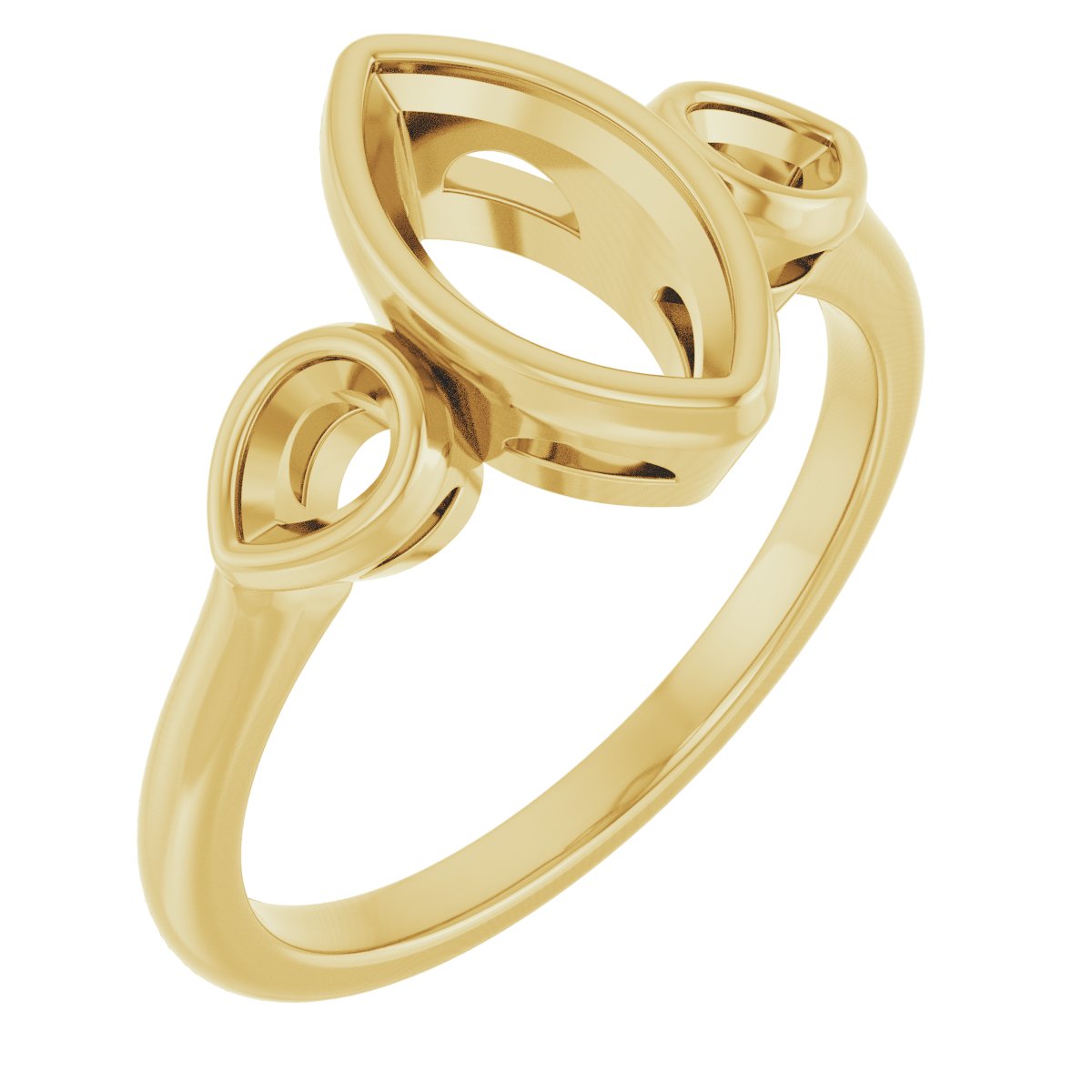 Bezel-Set Three-Stone Engagement Ring