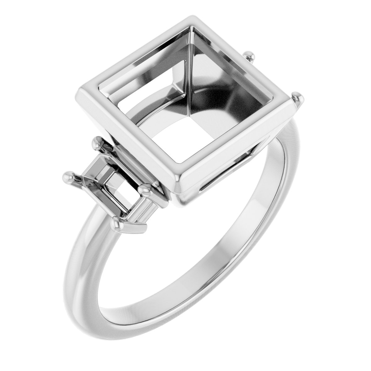 Bezel-Set Three-Stone Engagement Ring
