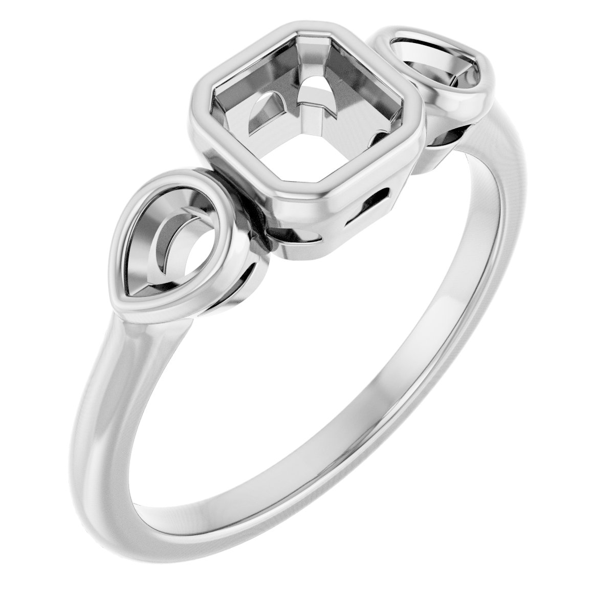 Bezel-Set Three-Stone Engagement Ring
