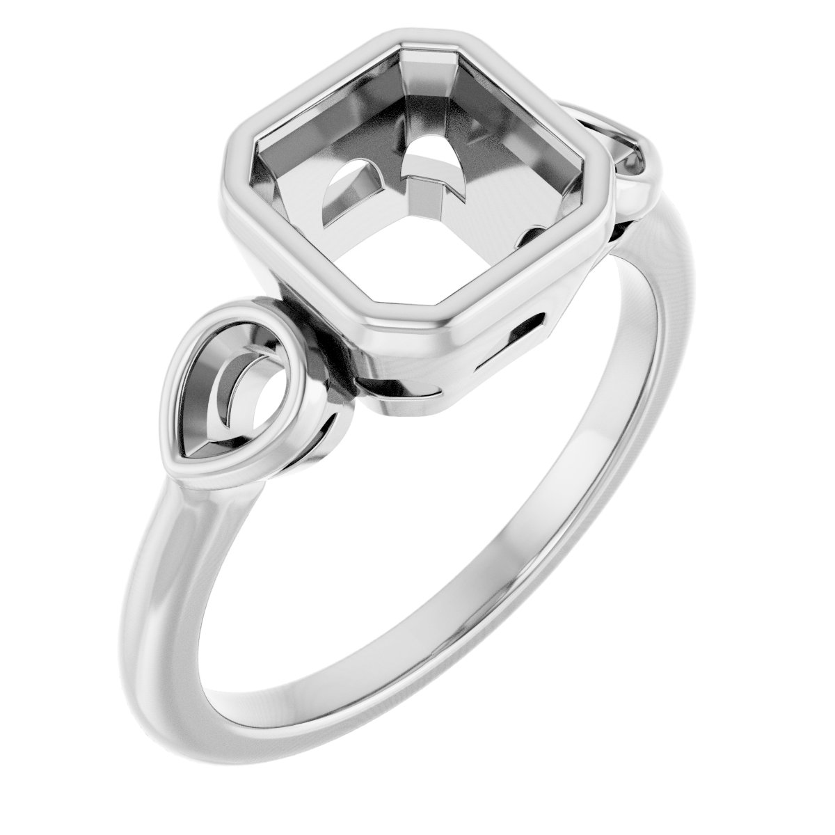 Bezel-Set Three-Stone Engagement Ring