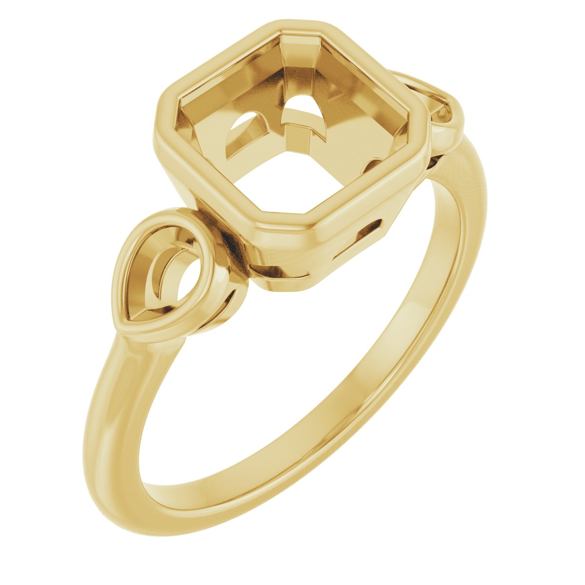 Bezel-Set Three-Stone Engagement Ring