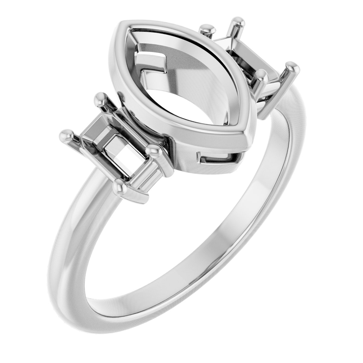 Bezel-Set Three-Stone Engagement Ring