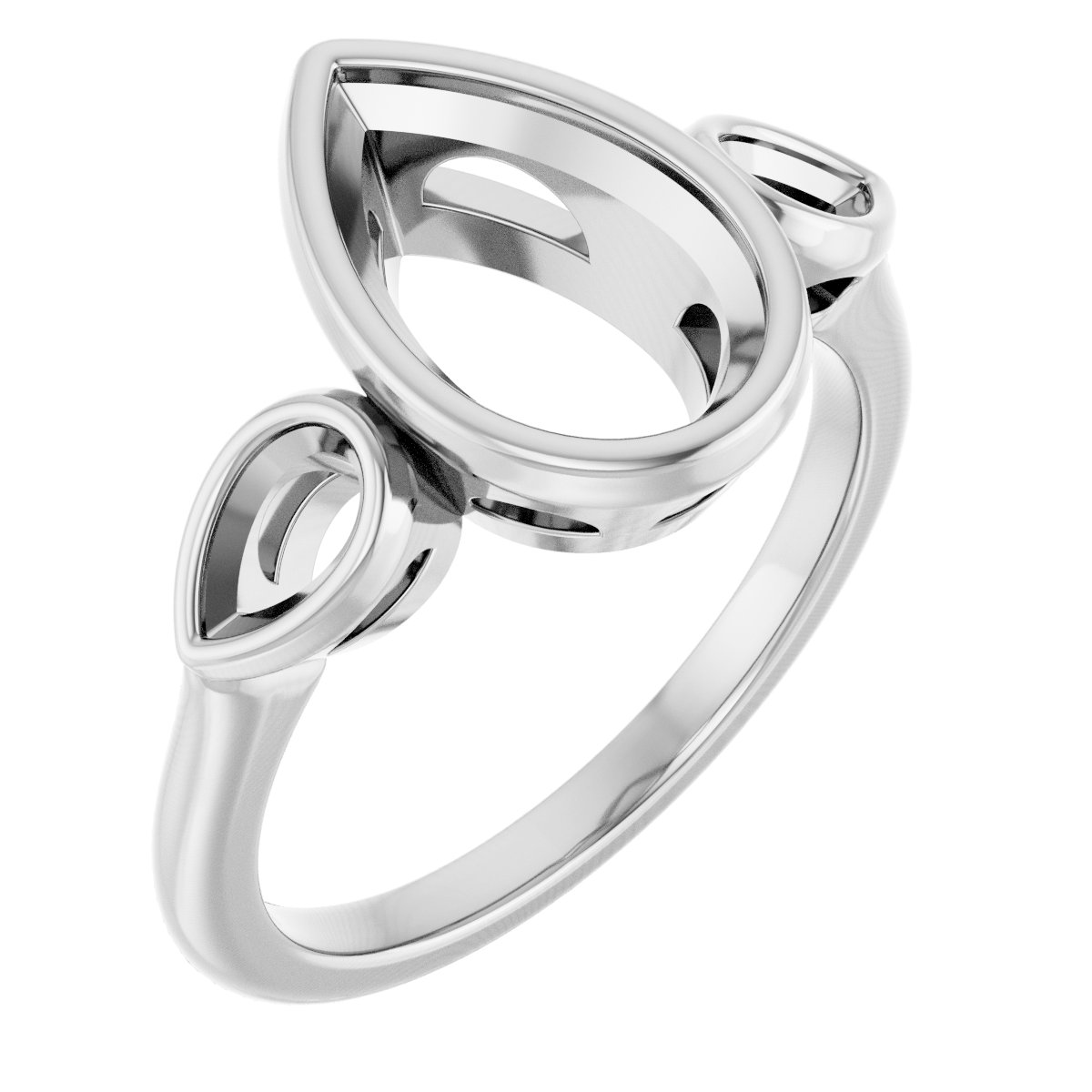 Bezel-Set Three-Stone Engagement Ring