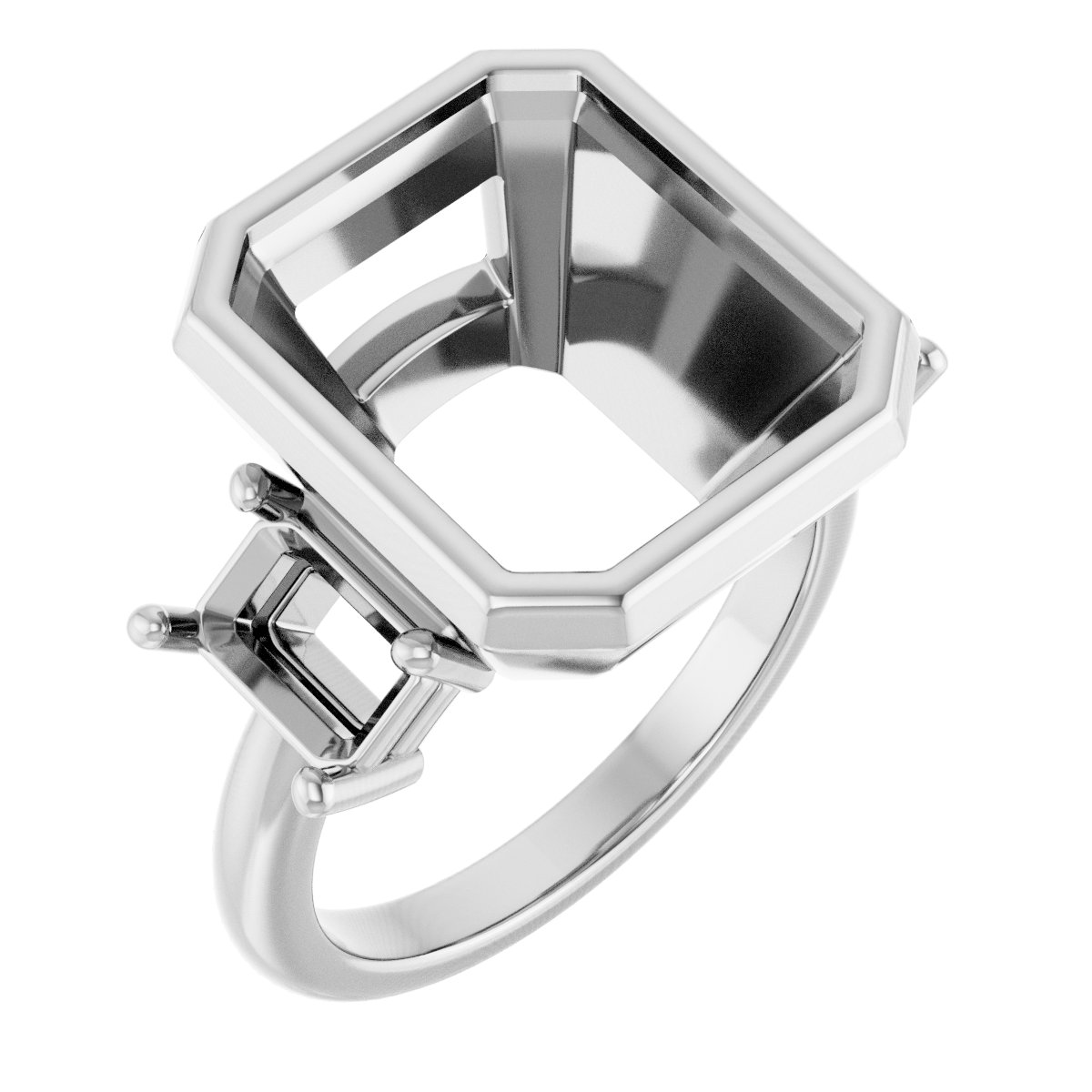 Bezel-Set Three-Stone Engagement Ring