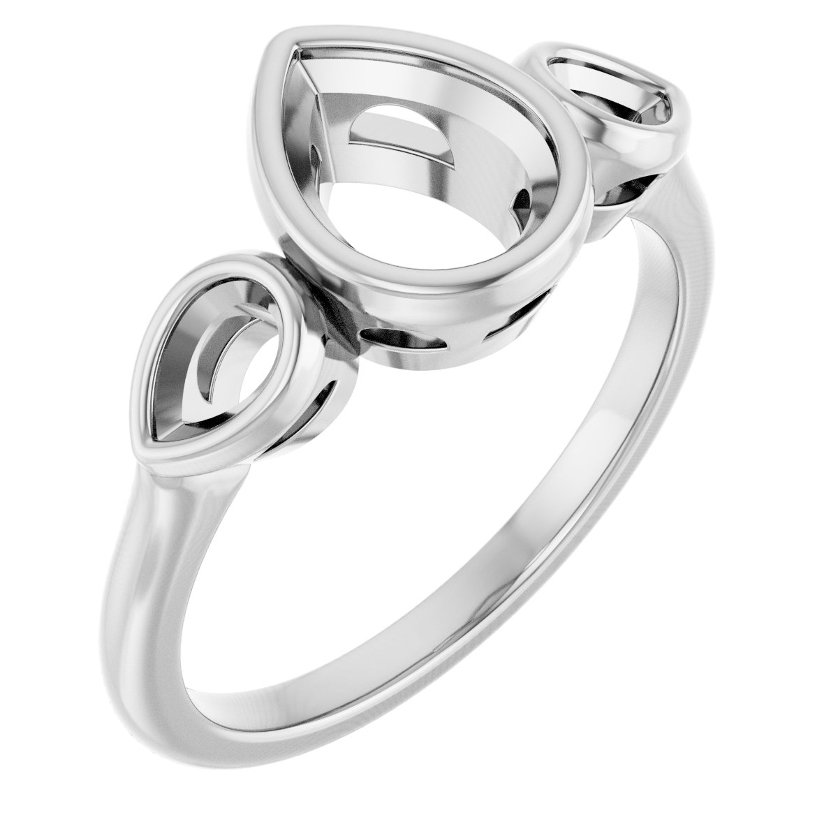 Bezel-Set Three-Stone Engagement Ring