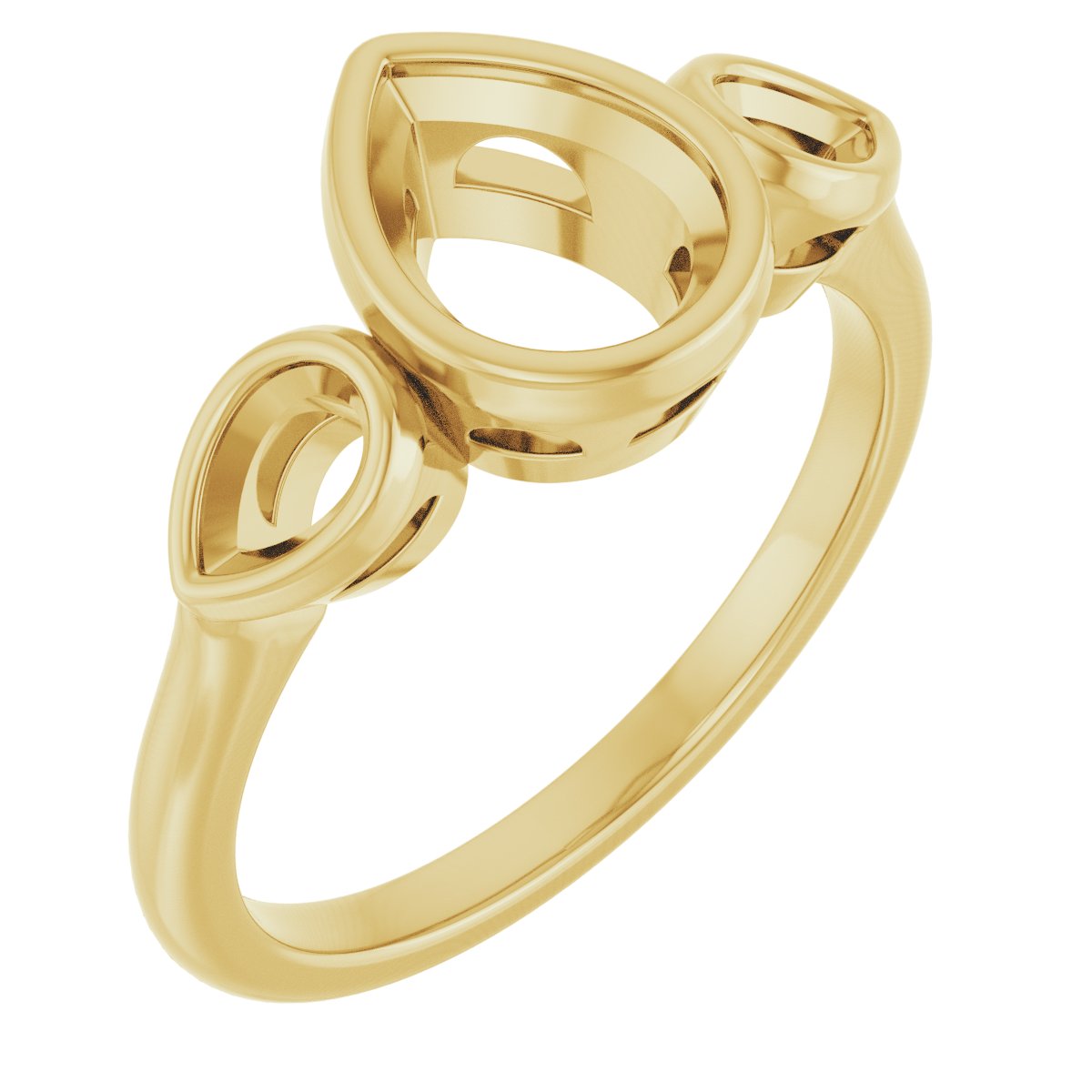 Bezel-Set Three-Stone Engagement Ring