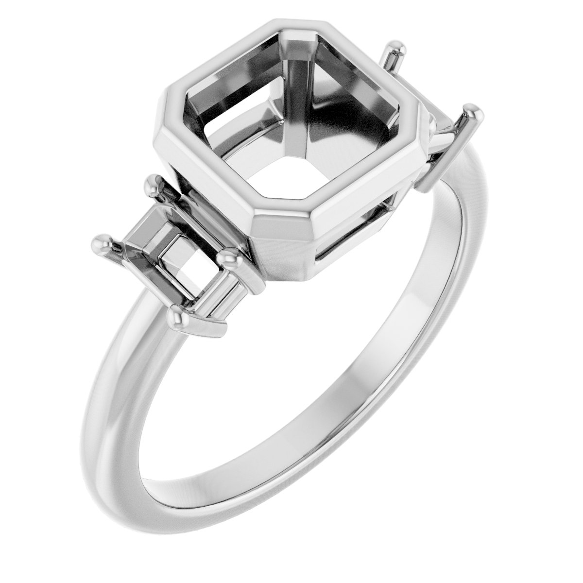 Bezel-Set Three-Stone Engagement Ring