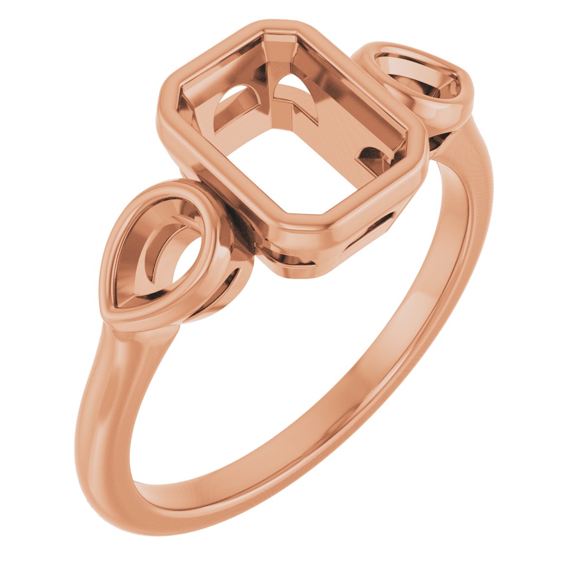 Bezel-Set Three-Stone Engagement Ring