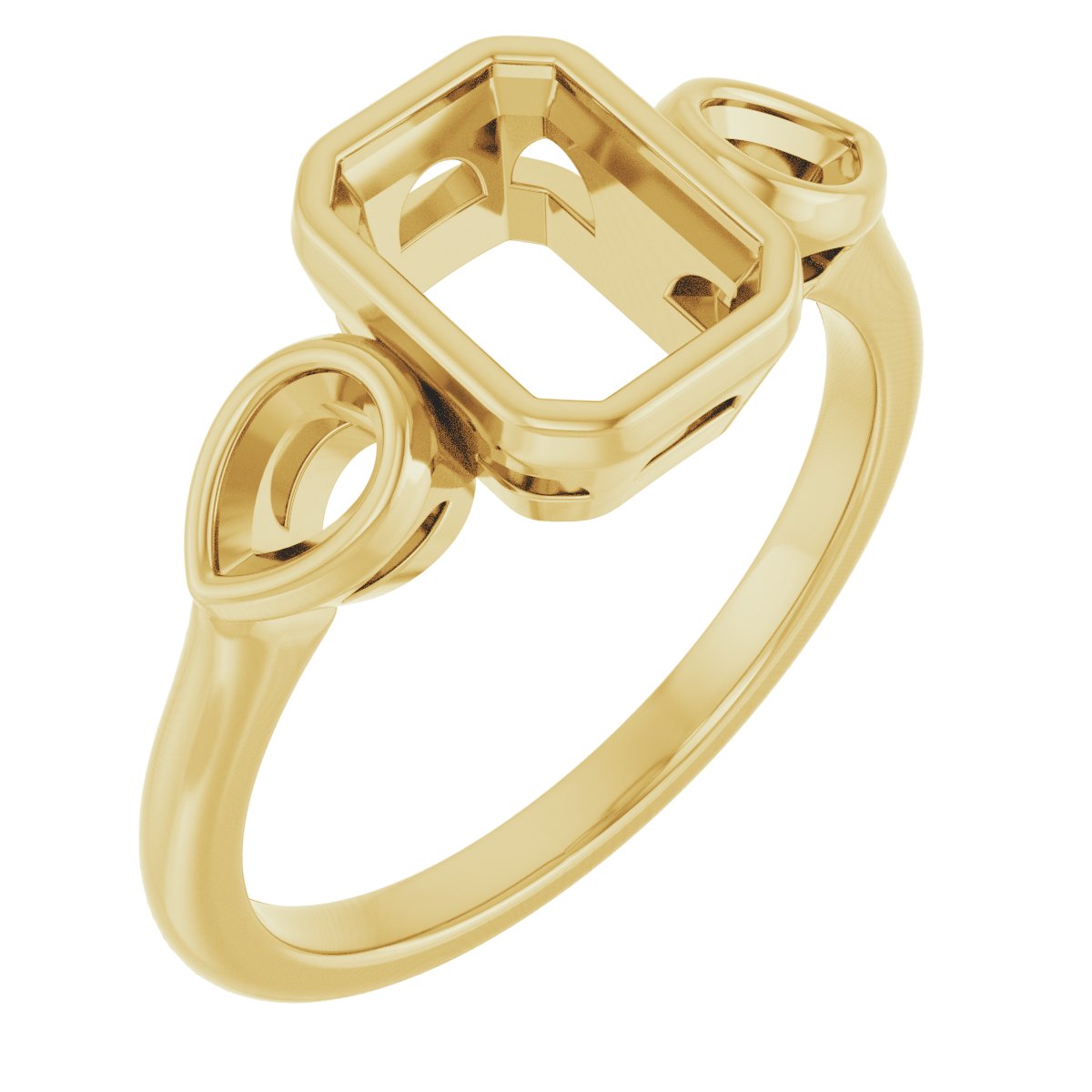 Bezel-Set Three-Stone Engagement Ring