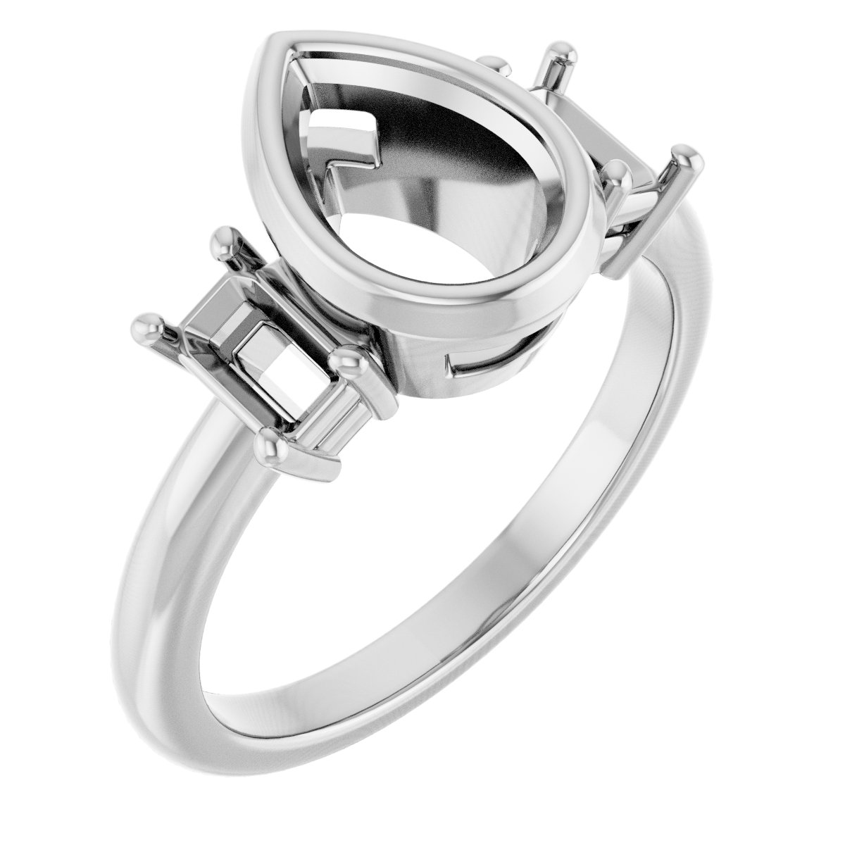 Bezel-Set Three-Stone Engagement Ring