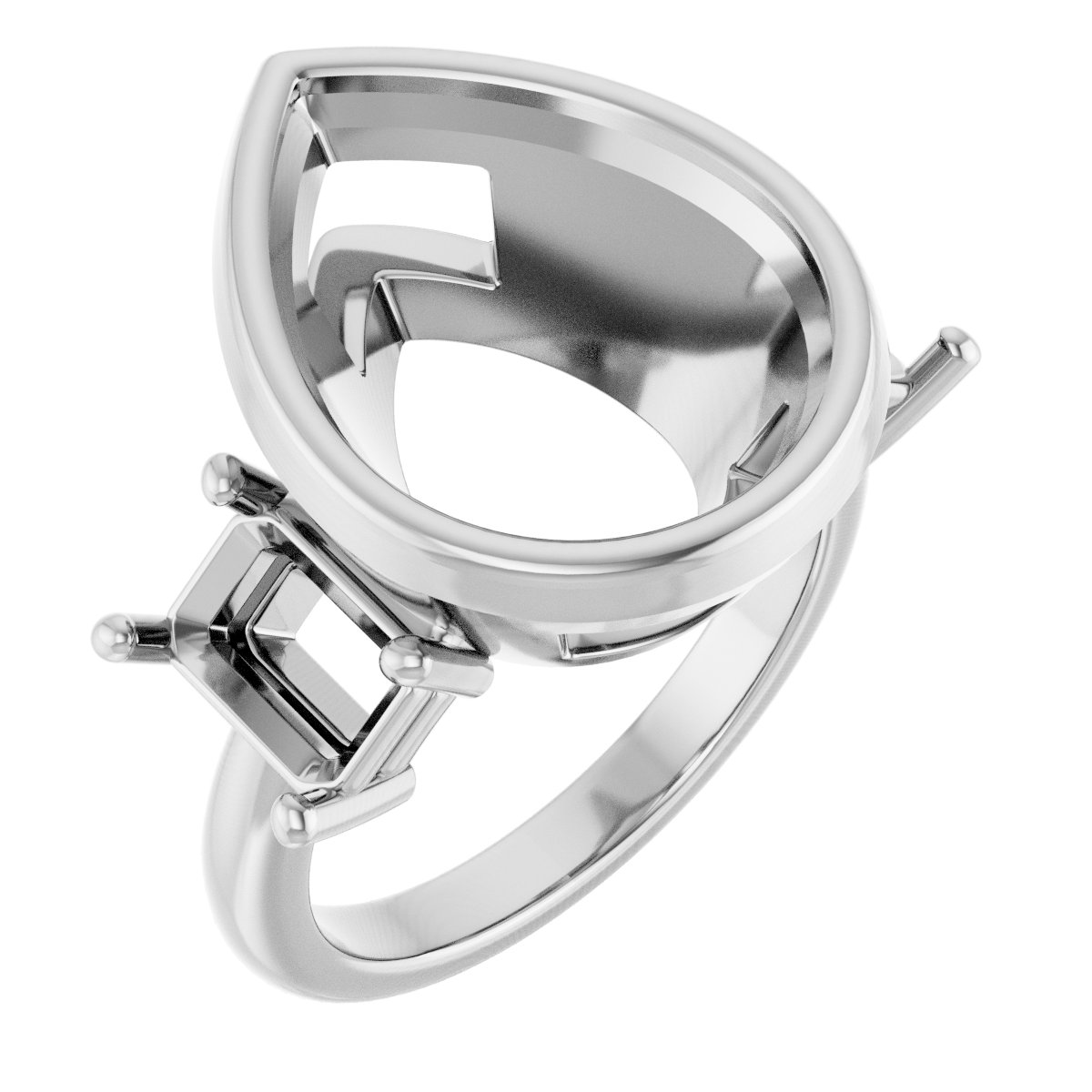 Bezel-Set Three-Stone Engagement Ring