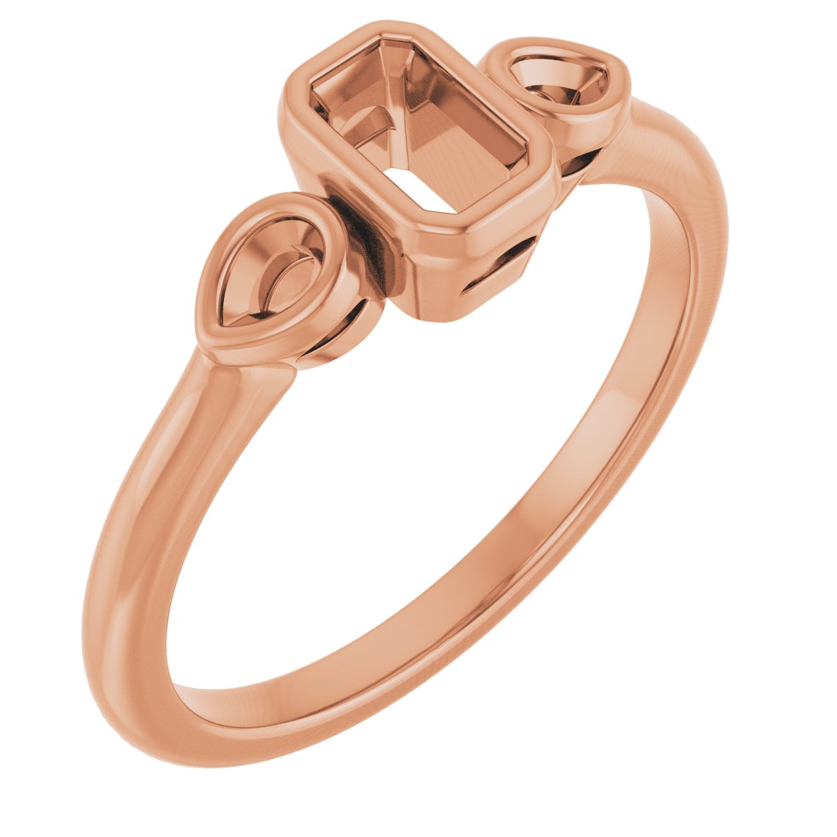 Bezel-Set Three-Stone Engagement Ring