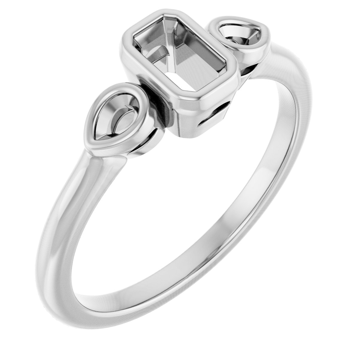 Bezel-Set Three-Stone Engagement Ring