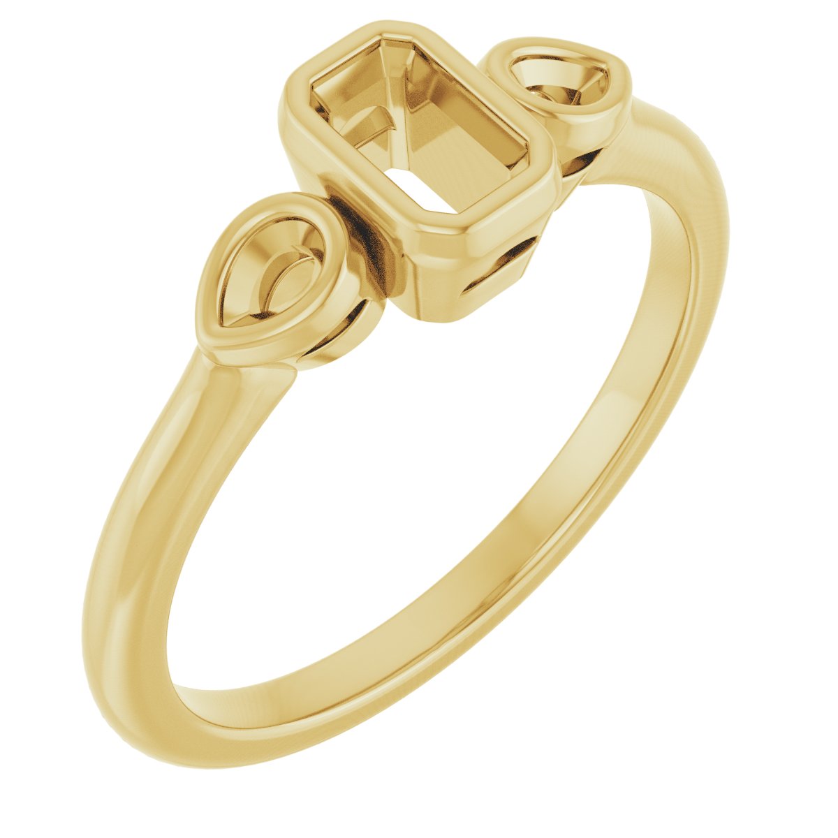 Bezel-Set Three-Stone Engagement Ring