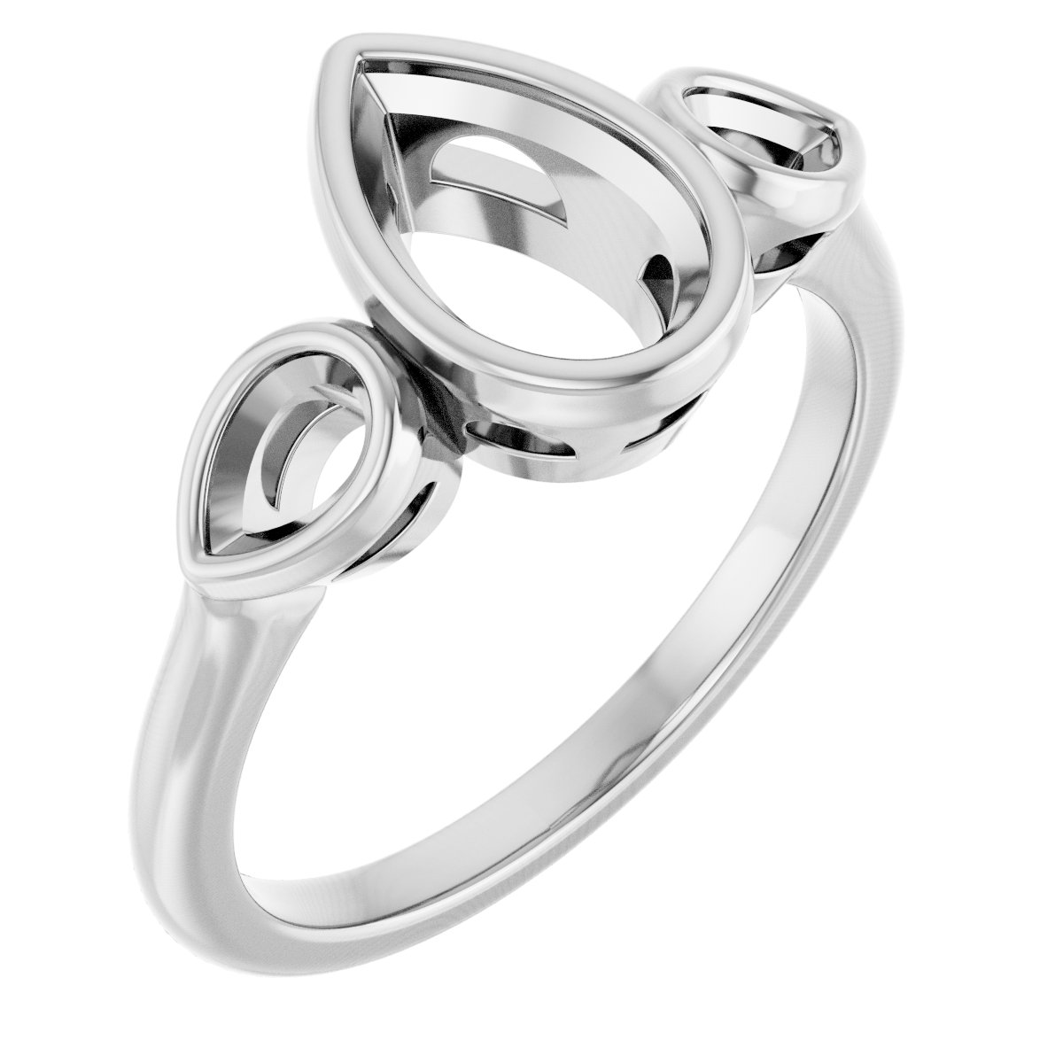 Bezel-Set Three-Stone Engagement Ring