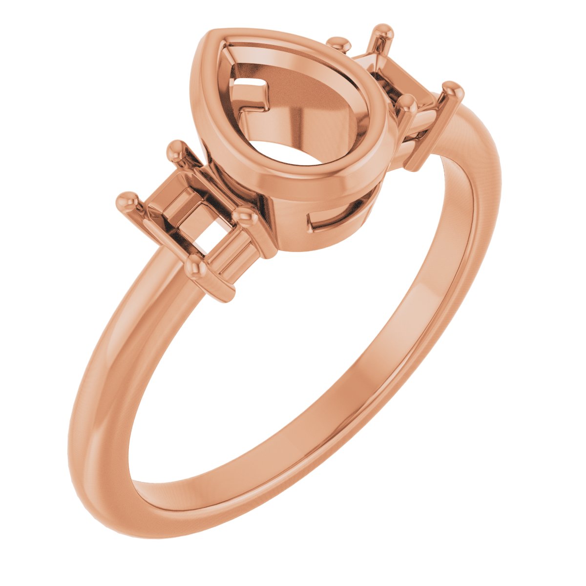 Bezel-Set Three-Stone Engagement Ring
