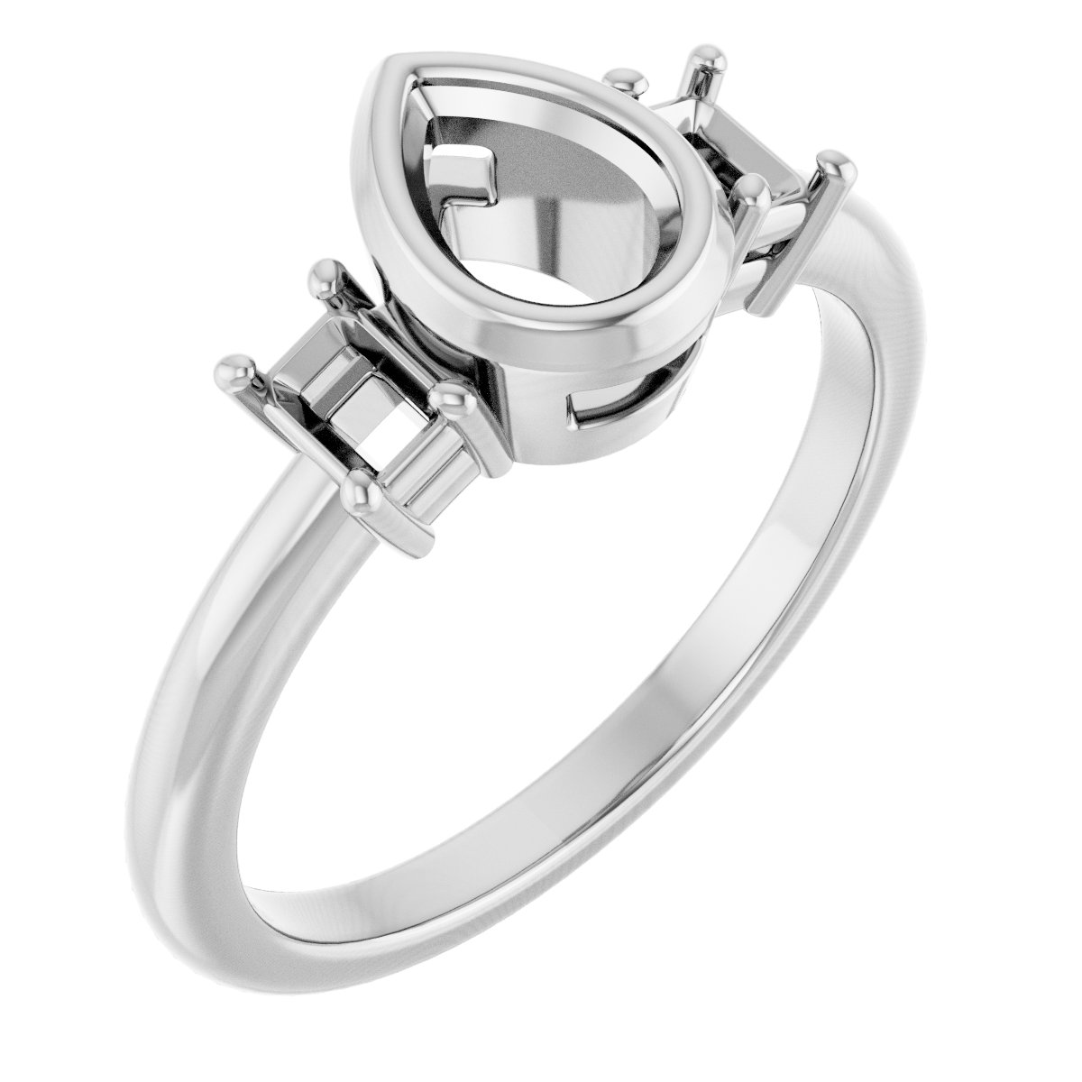 Bezel-Set Three-Stone Engagement Ring