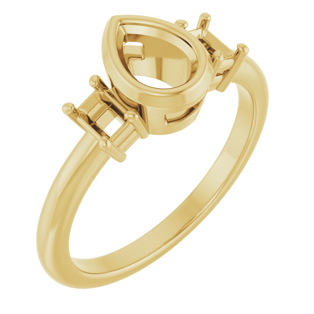 Bezel-Set Three-Stone Engagement Ring