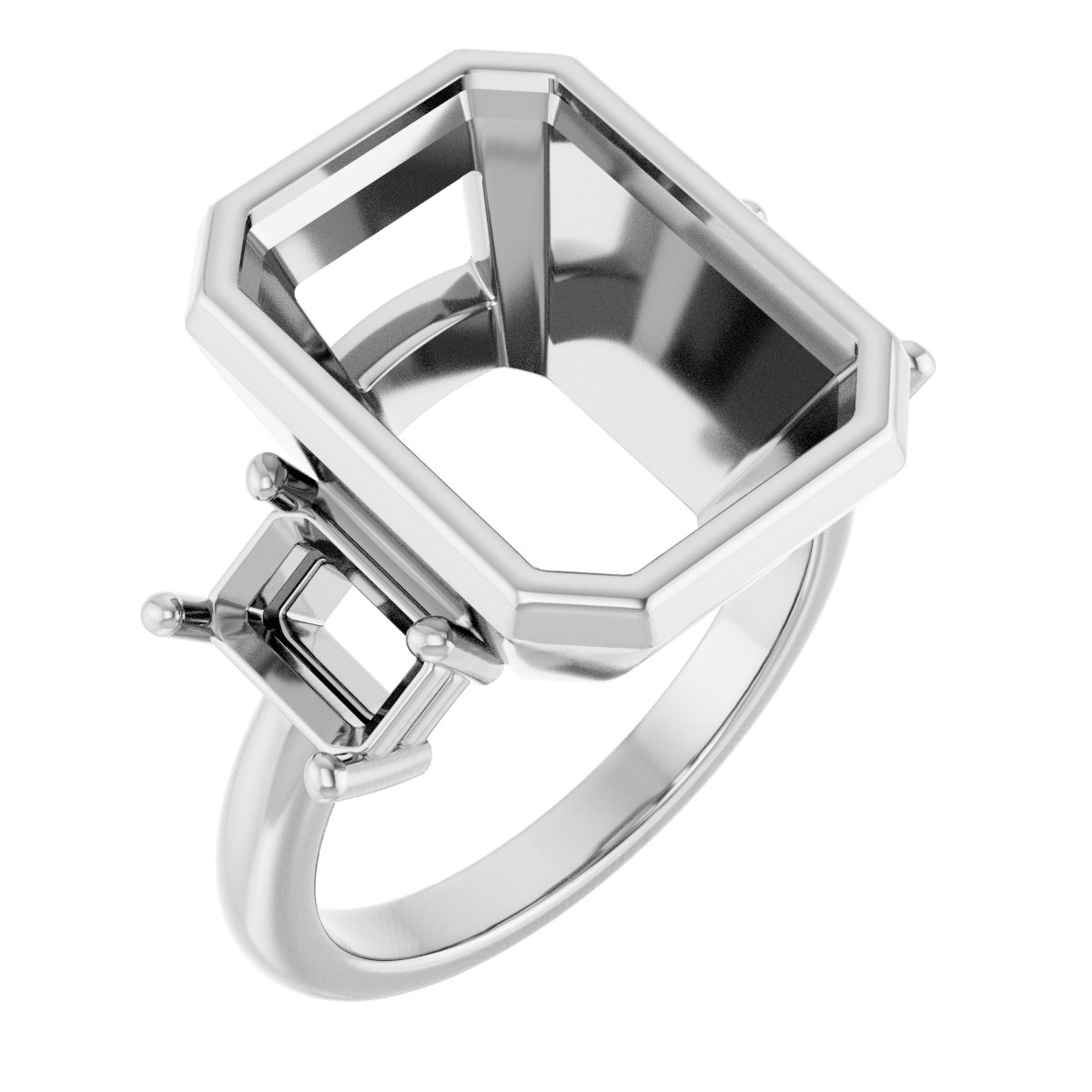 Bezel-Set Three-Stone Engagement Ring