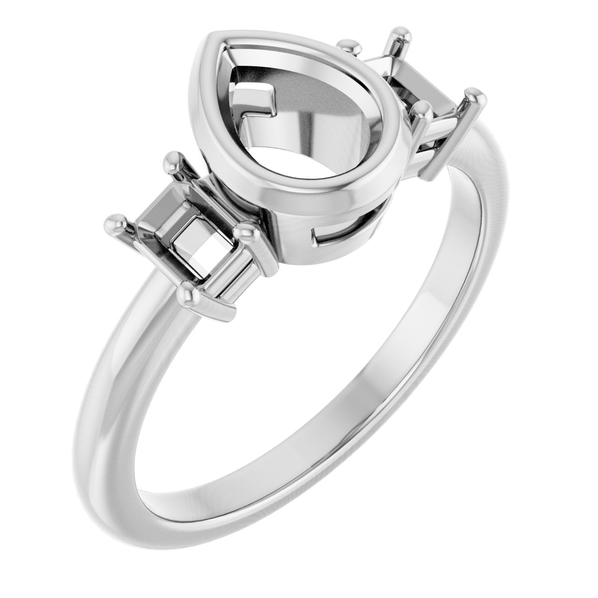 Bezel-Set Three-Stone Engagement Ring