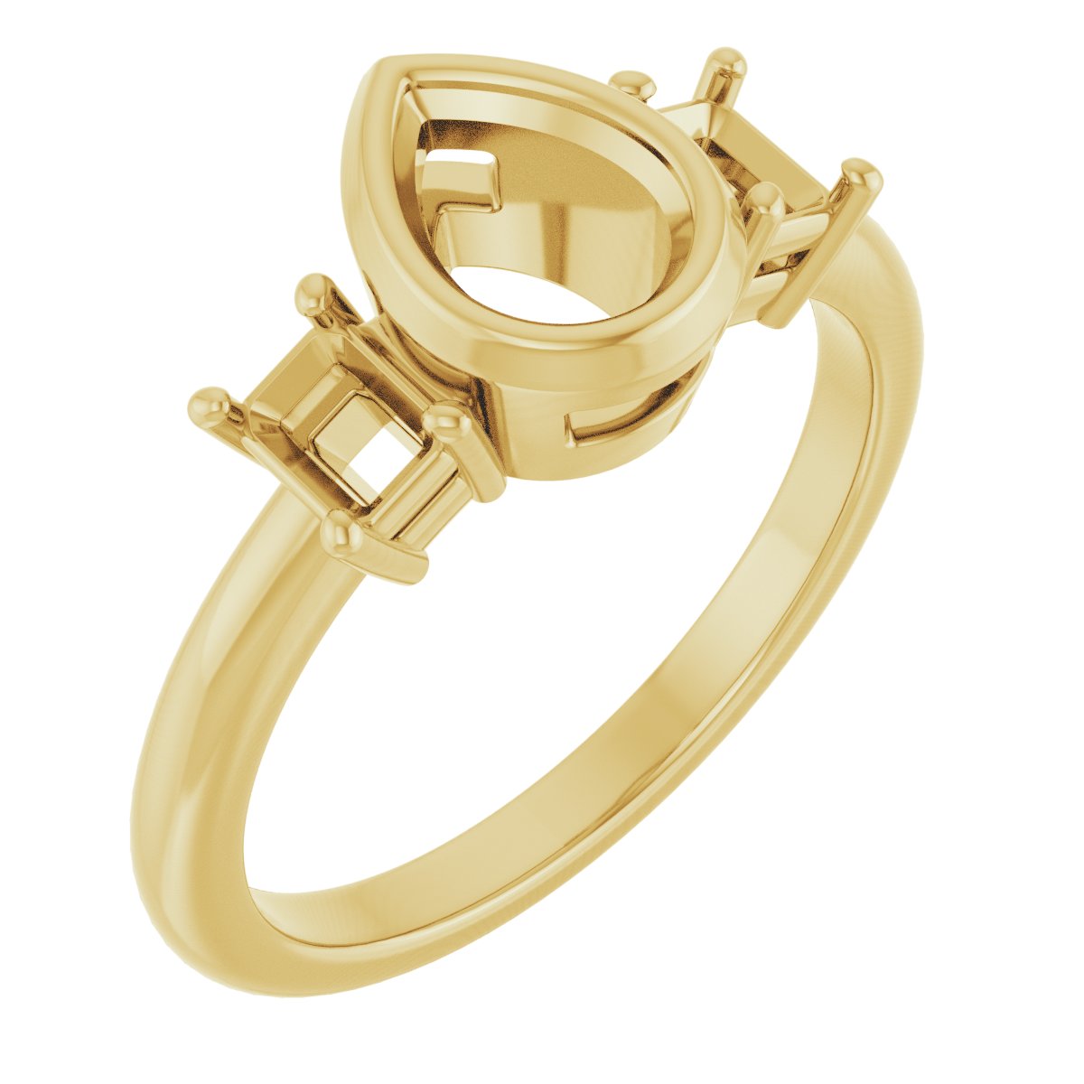 Bezel-Set Three-Stone Engagement Ring