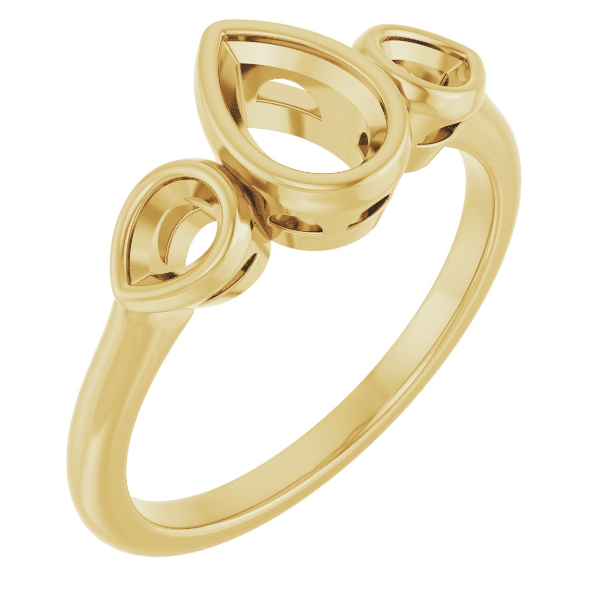 Bezel-Set Three-Stone Engagement Ring