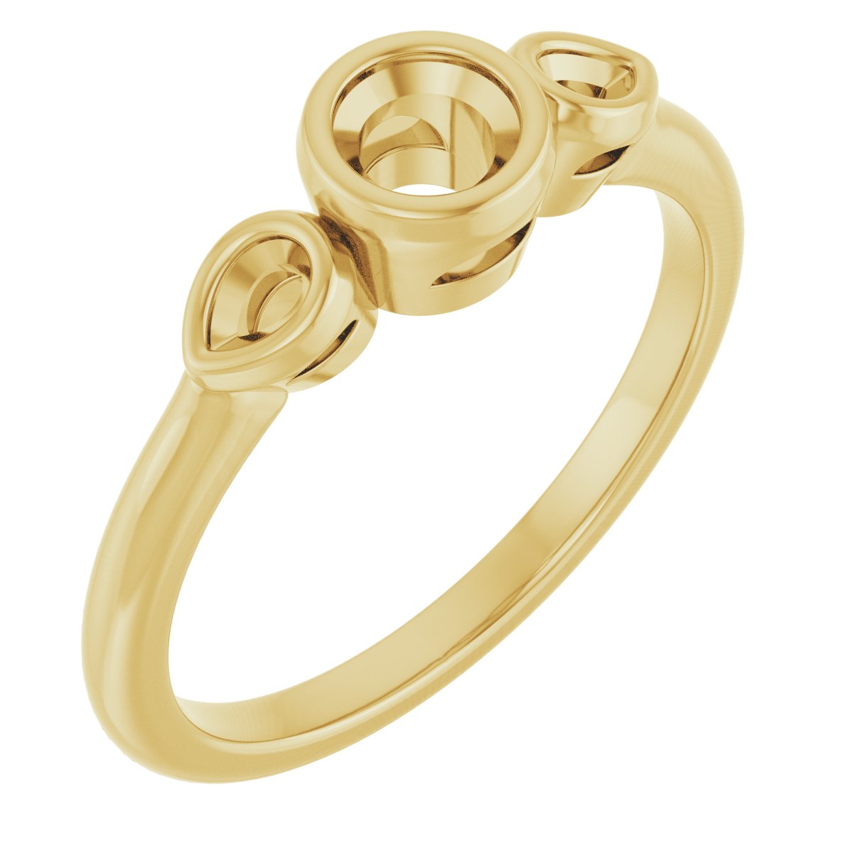 Bezel-Set Three-Stone Engagement Ring