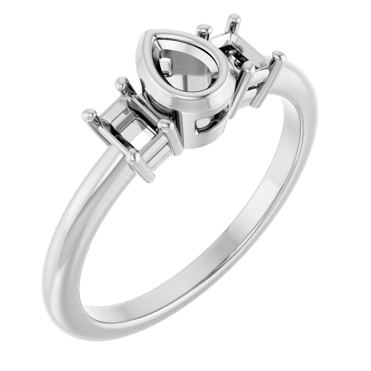 Bezel-Set Three-Stone Engagement Ring