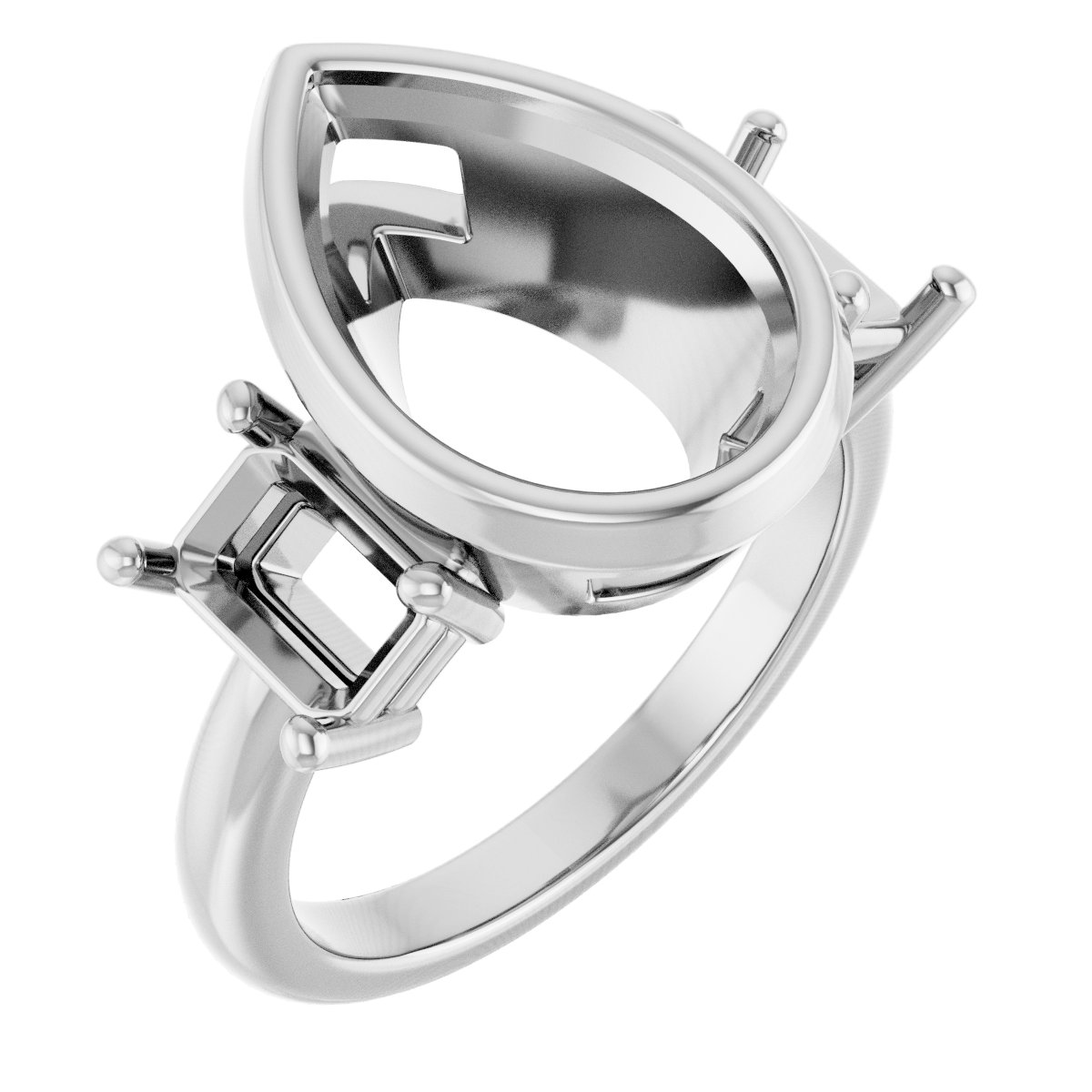 Bezel-Set Three-Stone Engagement Ring