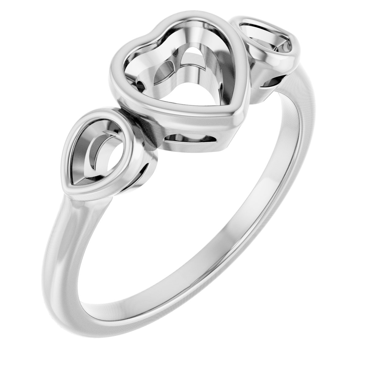 Bezel-Set Three-Stone Engagement Ring