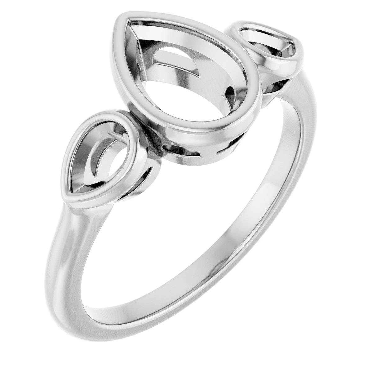 Bezel-Set Three-Stone Engagement Ring