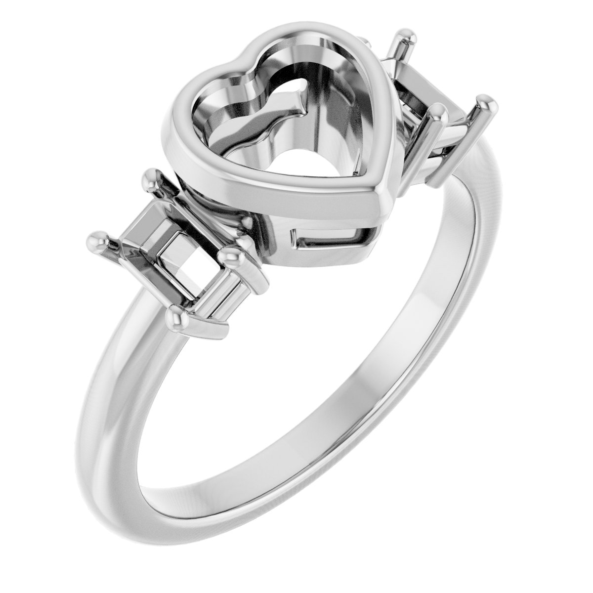 Bezel-Set Three-Stone Engagement Ring