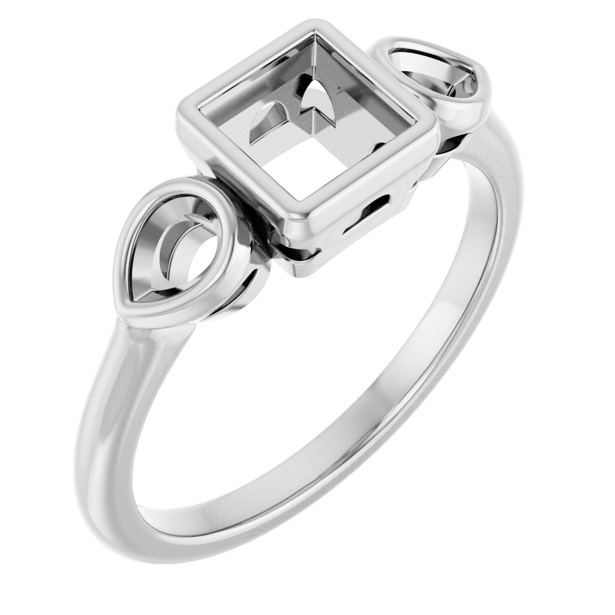 Bezel-Set Three-Stone Engagement Ring