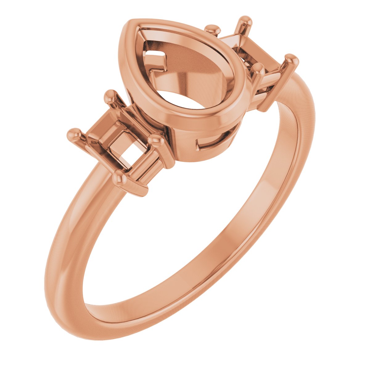 Bezel-Set Three-Stone Engagement Ring